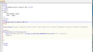 Months and it's Days in PHP