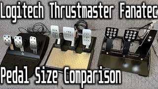 Logitech G923 Pedals vs Thrustmaster TLCM vs Fanatec V3 Pedal size comparison