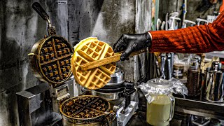 3 Brussels waffles made with the best handmade dough and cream cheese ever!│Korean street food