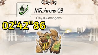 MHRise SUNBREAK - MR3★ Arena Quest: Garangolm 'S Rank' (Solo Insect Glaive) - 02'42''86