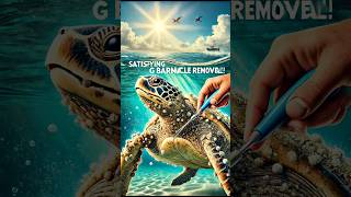 Extreme Sea Turtle Removing Barnacles #animals #rescued #shorts