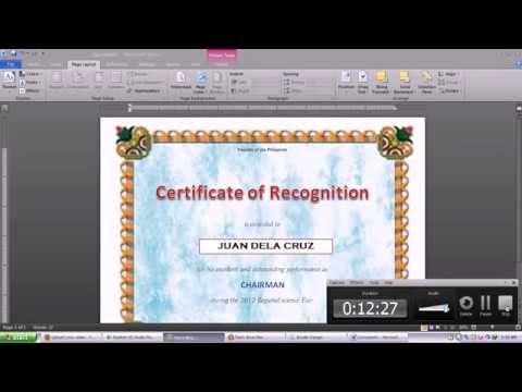 making certificate using Microsoft word 2010 making certificate using Microsoft word 2010