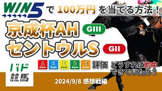 【WIN5で100万円：感想戦編】 2024年9月8日（日）京成杯AH・セントウルS【競馬】