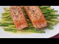 奶油煎三文魚与芦笋 butter pan fried salmon steak asparagus