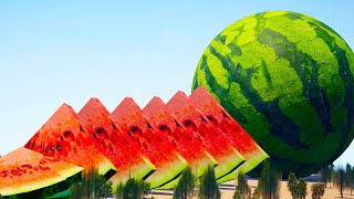 Giant Watermelon Domino Simulation!