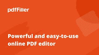 Fill Out PDF Documents and Forms with pdfFiller