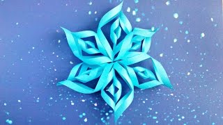 Modular 3d origami snowflake tutorial easy instructions. New year christmas diy 3d paper snowflakes