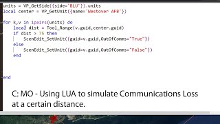 C: MO - Using LUA to simulate loss of communications at a certain distance.
