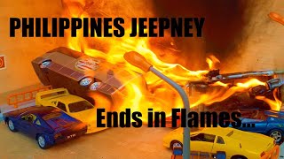 Scale 1/43 Philippine Jeepney Crashes into Super Car Parking Lot and ENDS IN FLAMES!