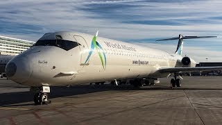 *Ramp view!* World Atlantic MD-83 taxiing into the gate in Montreal (YUL, CYUL)