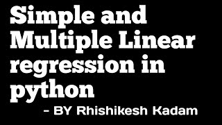 Simple and Multiple Linear Regression in python| jupyter | part - 2