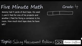 4th Grade Math Solving Measurement Problems