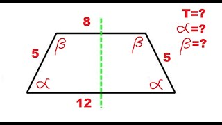 Szimmetrikus trapéz területe, szögei  (23.6.19.-4)