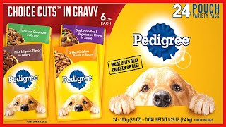 PEDIGREE Choice Cuts in Gravy Adult Soft Wet Meaty Dog Food Variety Pack, (24) 3.5 Oz. Pouches