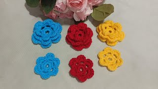 طريقة عمل ورده طبقات من الكروشيه🌺🧶