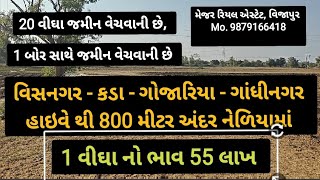 વિસનગર - કડા - ગોઝારીયા હાઇવે થી 800 મીટર નેળિયામાં 20 વીઘા જમીન બોર સાથે વેચવાની છે, #kada #jamin