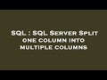SQL : SQL Server Split one column into multiple columns
