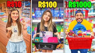 MATERIAL ESCOLAR DE R$10, R$100 E R$1.000 REAIS  *quem foi melhor?