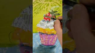 acrylic collage of a muffin in 10 minutes #shorts