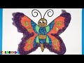 colored animated butterfly with glitter learn to draw