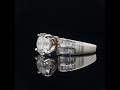 3.50 carat diamond round brilliant cut solitaire double row baguette diamond ring in 18k white gold