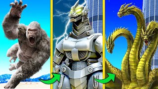 MECHAGODZILLA VS BIG KONG in GTA 5! (S1-EP 1 TO 5)