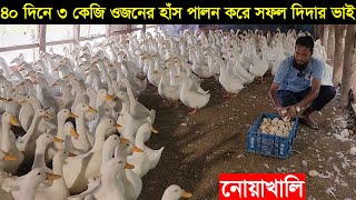 ৪০ দিনে ৩ কেজি ওজনের ফান্সের পিকিং হাঁস পালন করে নোয়াখালির দিদার ভাই মাসে আয় লাখ টাকা