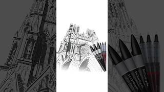 Pigma Micron - Freehand Drawing The Notre Dame Cathedral #shorts