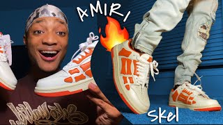 AJ1S?! AMIRI SKEL Low Top Sneaker White/Orange Unboxing/ Review + ON FOOT