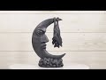 ebros sleeping bat hanging over the celestial crescent moon figurine 8