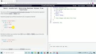 Lesson 78 - returning boolean values from function - freecodecamp