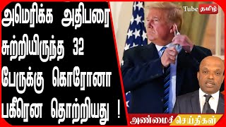 அமெரிக்க அதிபரை சுற்றியிருந்த 32 பேருக்கு கொரோனா பகீரென தொற்றியது  !