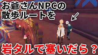 【原神】お爺さんNPCの散歩ルートを塞いだら散歩ルートを変更するのか？