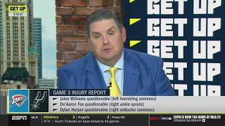 GET UP | Windhorst update latest on Thunder and Spurs starting lineup and injury status for Game 3