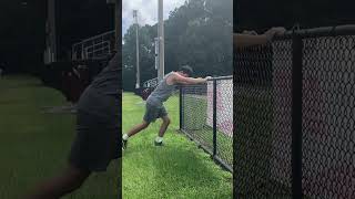 Sprinting warmups against the fence the angle is the start I dream of for 100m