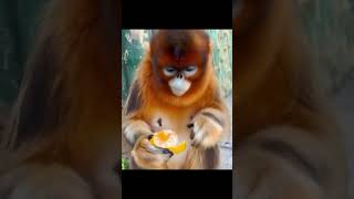 金丝猴：我爱美食，但橘子香蕉怎么不太好吃😓？Lovely golden monkey：eating food金絲猴：我愛吃美食#shorts