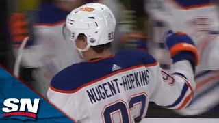 Oilers' Ryan Nugent-Hopkins Gathers Bouncing Puck And Picks Top Corner vs. Golden Knights