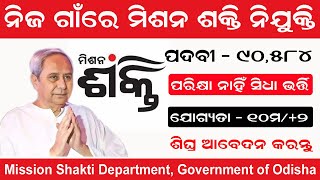 Mission Shakti Recruitment 2023 II Odisha Mission Shakti Job II Govt job 10th pass II village job