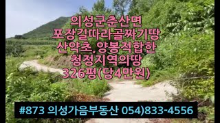 #873 의성가음부동산 300M고지 골짜기 산중턱 막장땅 묵은밭 326평 1300만 (당4만원) 전기가능 하늘이 훤한 청정지역 자연인 산약초 양봉 염소사육 #의성땅#귀농귀촌