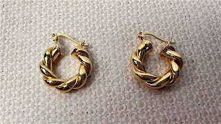 Twisted Gold Hoop Earrings for Women