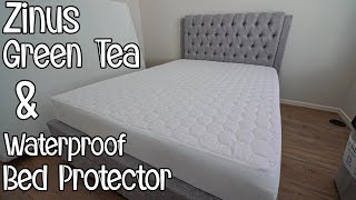 Zinus Green Tea Cooling Gel Memory Foam Bed Mattress \u0026 Waterproof Bed Mattress Protector