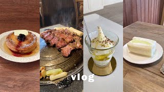 일상vlog |웨이팅지옥 몽탄의 우대갈비🥩 또먹었지 과일산도🍈,출근일상과 카페뿌시기(테이스티서울,보통공원,포비베이글,02커넥트),오파토 소금빵,아직은 여름이었던 가을☀️