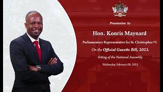 Hon. Konris Maynard's presentation on the Official Gazette Bill, 2023 (08-02-23)