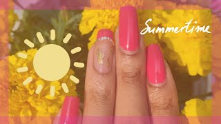 🎀 Nails of the Week~ Basic Pink Summer Nail Design ☀️🌸🏝