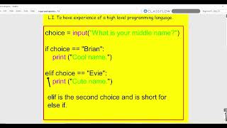 Python programming - Inputs and Selection Statements