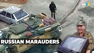 Russian marauders loot apartments and remove valuables by trucks