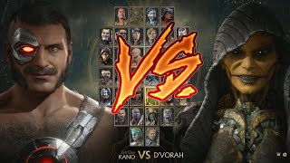 Mortal Kombat 11 - Kano Vs D'Vorah, Kotal Kahn, The Terminator (Hard CPU)