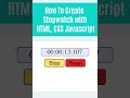 How To Create Stopwatch with HTML, CSS and Javascript