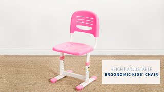 DESK-V201P-CH Pink Kids’ Height Adjustable Ergonomic Chair by VIVO