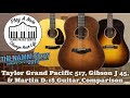 Taylor Grand Pacific 517 vs Martin D18 vs Gibson J45 Acoustic Guitar Comparison - New for 2019